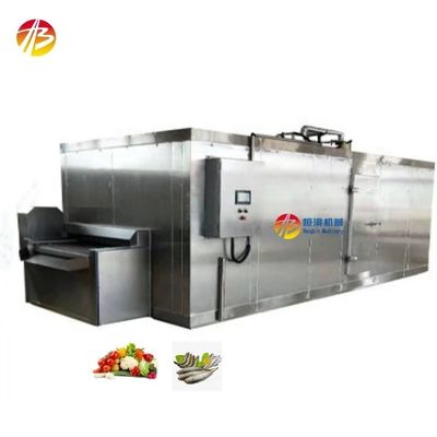 500kg 용량의 터널 냉동 기계 빠른 냉동 물고기 새우 과일과 채소