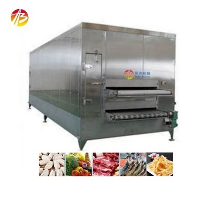 500kg 용량의 터널 냉동 기계 빠른 냉동 물고기 새우 과일과 채소
